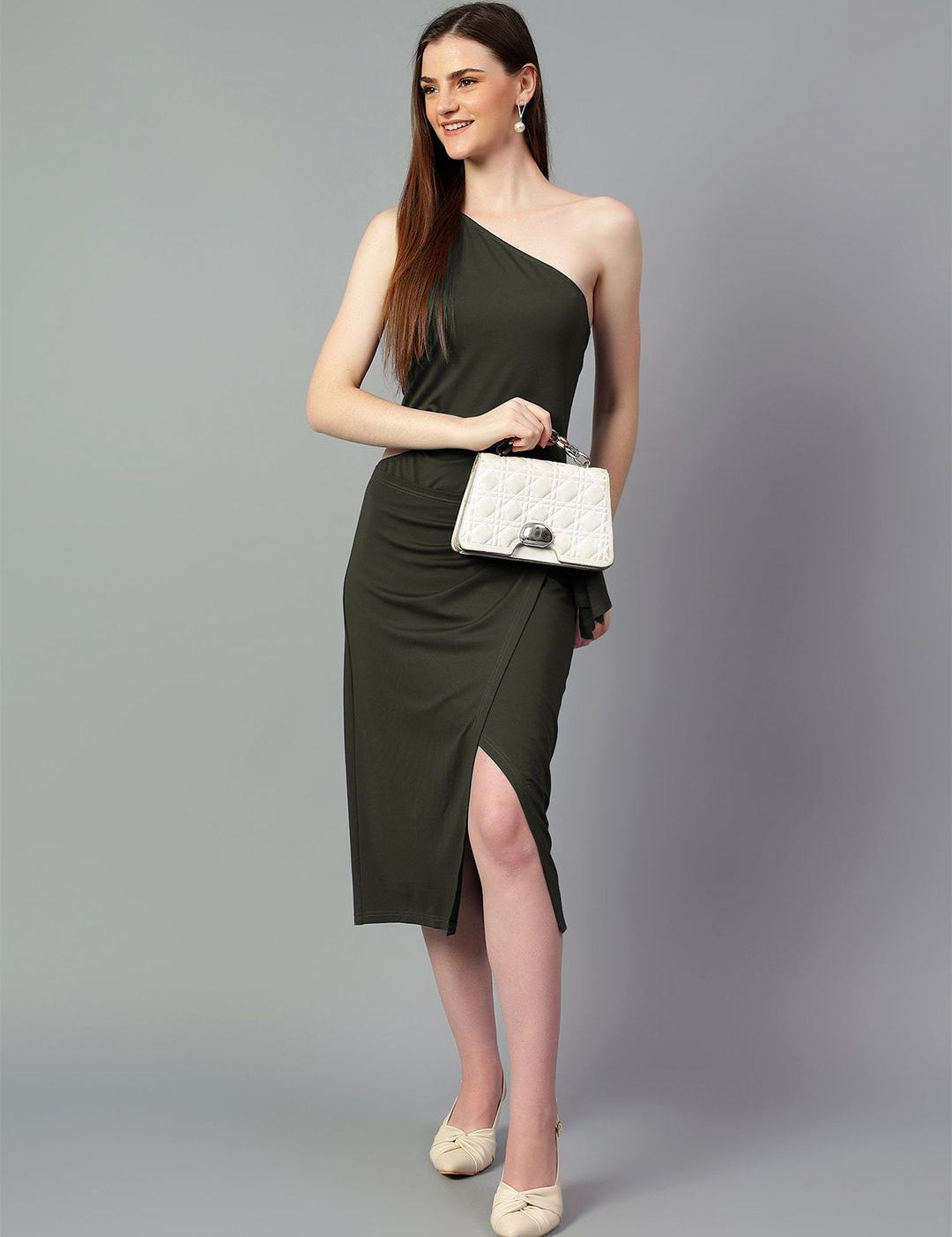 Kotty One Shoulder Sheath Midi Dress