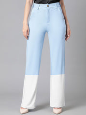 Kotty Women Colourblocked Straight Fit High-Rise Easy Wash Trousers