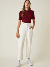 Kotty  Women Round Neck Short Sleeves Fitted Top