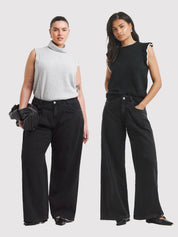 Kotty Women Wide Leg High-Rise Cotton Non Stretchable Jeans