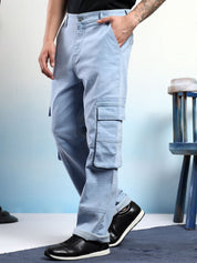 Kotty Men Low-Rise Wrinkle Free Pleated Cargos Trousers
