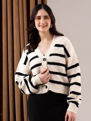 Kotty Women Striped Printed Cardigan