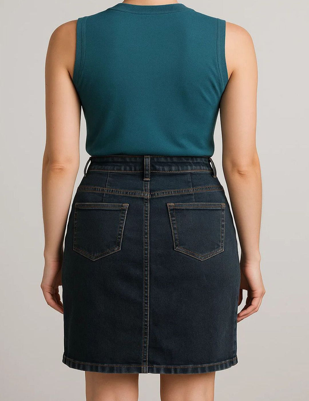 Kotty High-Rise Denim Pencil Knee-Length Skirt