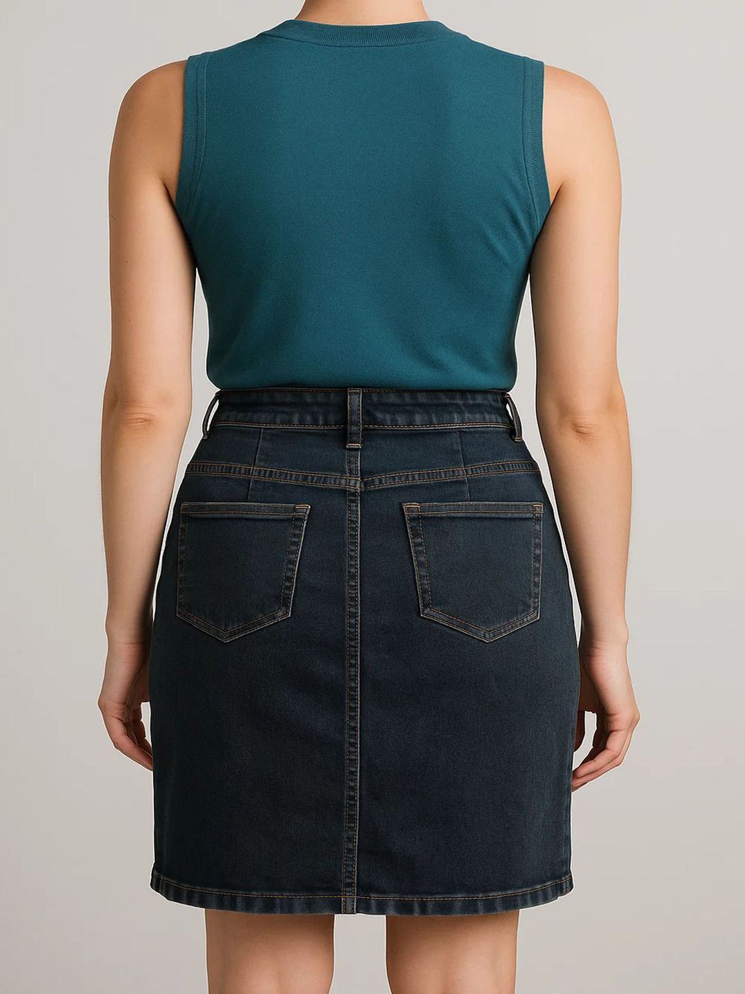 Kotty High-Rise Denim Pencil Knee-Length Skirt