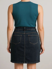 Kotty High-Rise Denim Pencil Knee-Length Skirt