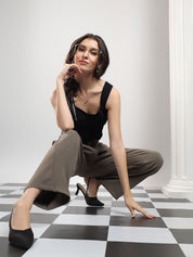 Kotty Women High-Rise Easy Wash Relaxed Fit Pleated Trousers