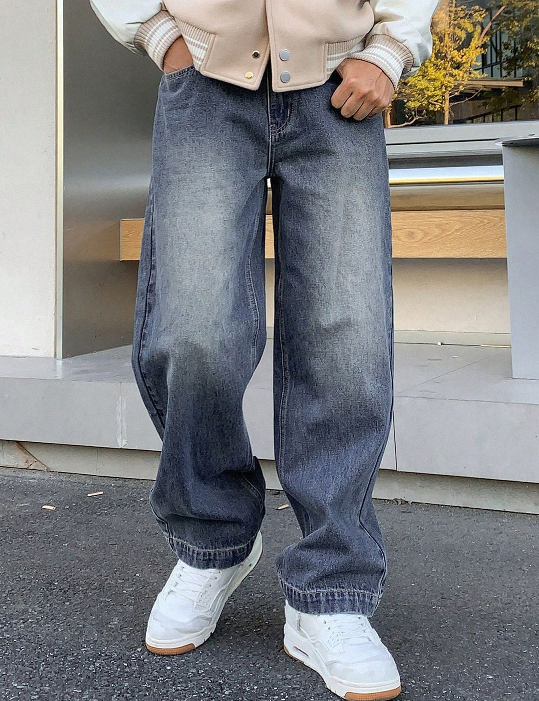 Kotty Men Wide Leg Heavy Fade Stretchable Jeans