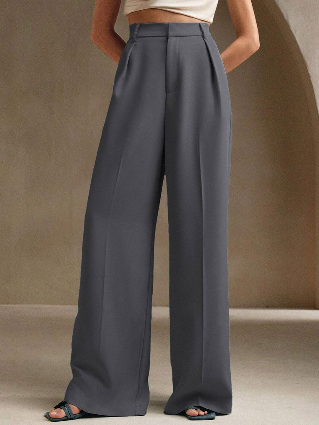 Kotty Women Wide Leg High-Rise Parallel Trousers