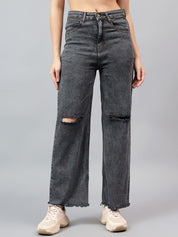 Kotty Women Bootcut High-Rise Cotton Slash Knee Stretchable Jeans