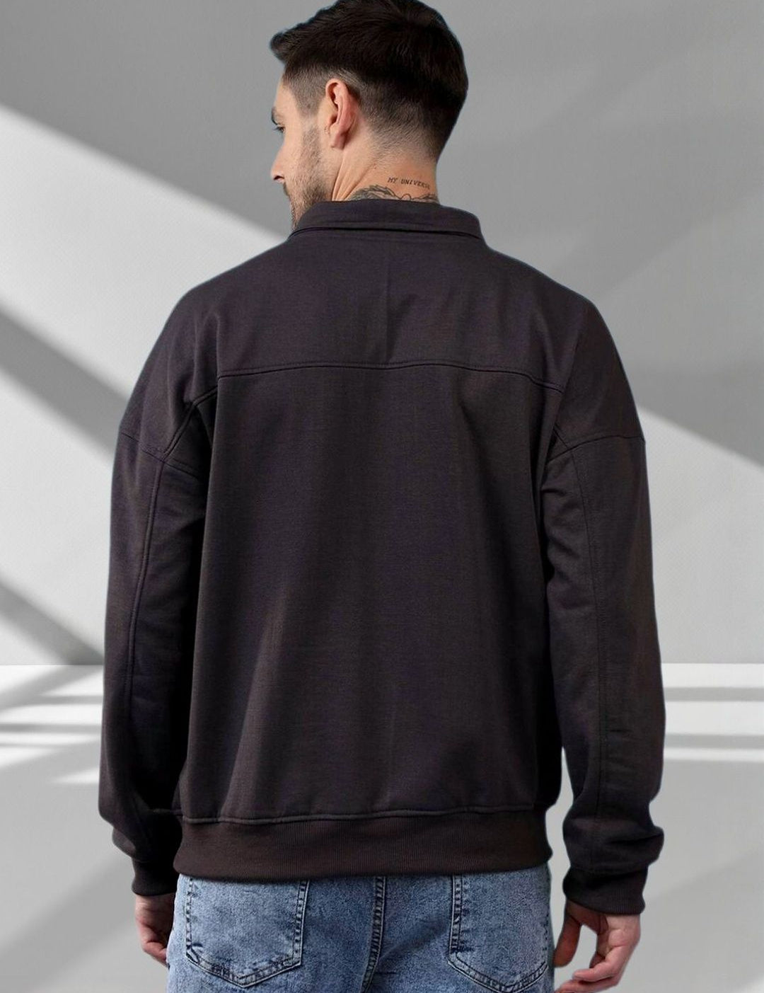 Kotty Men Shirt Collar Full Sleeve Cotton Sweatshirt