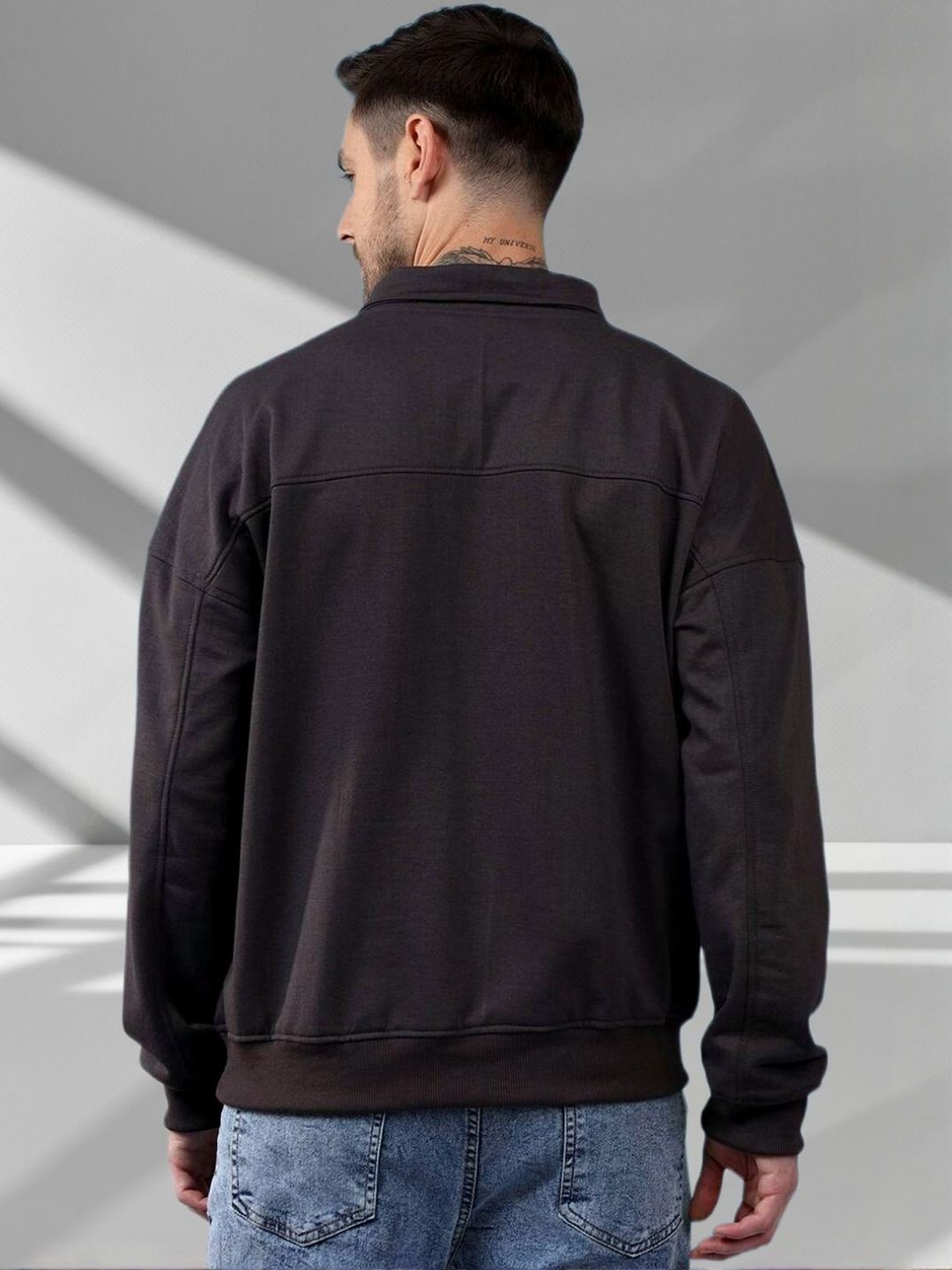 Kotty Men Shirt Collar Full Sleeve Cotton Sweatshirt