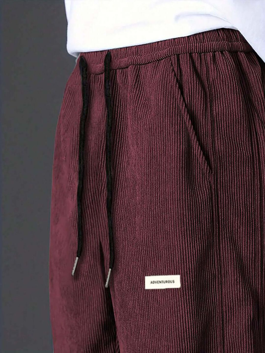 Kotty Men Cotton Relaxed High-Rise Corduroy Joggers Trousers