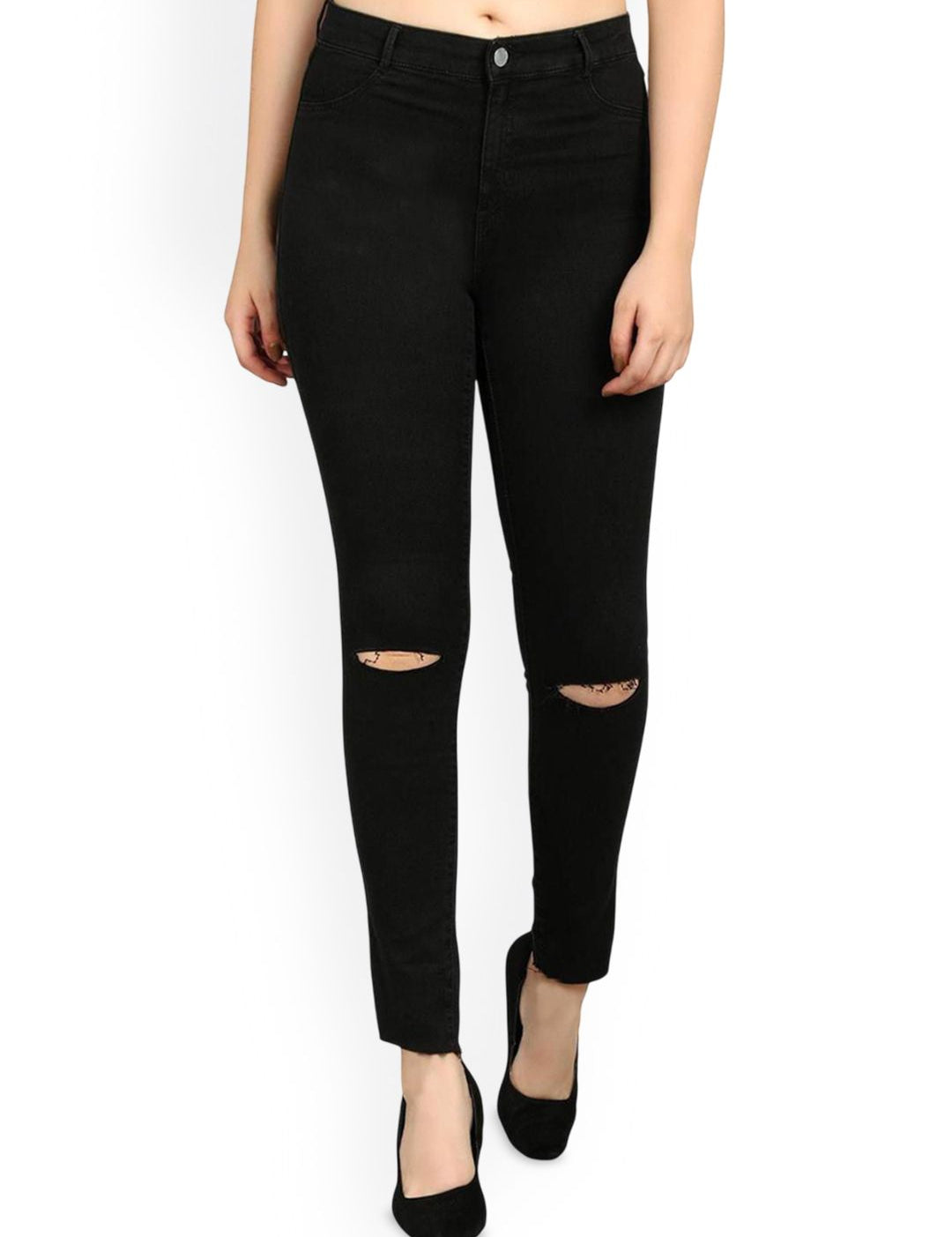 Kotty Women Skinny Fit High-Rise Stretchable Slash Knee Jeans