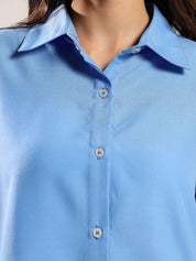 Kotty Women Relaxed Fit Solid Spread Collar Cotton Casual Shirt