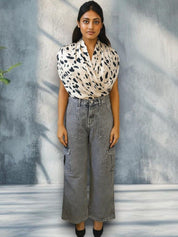 Kotty Women Regular Fit High-Rise Stretchable Cargo Jeans