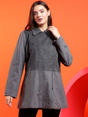 Kotty Solid Notched Lapel Longline Overcoat