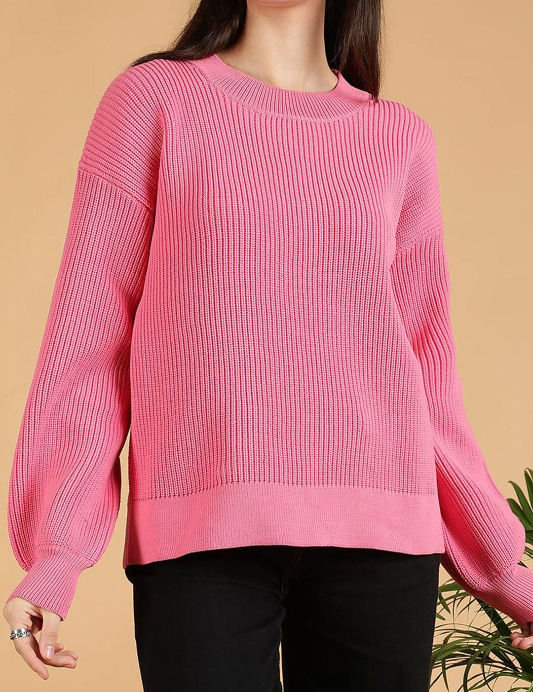 Kotty Women Ribbed Round Neck Pullover
