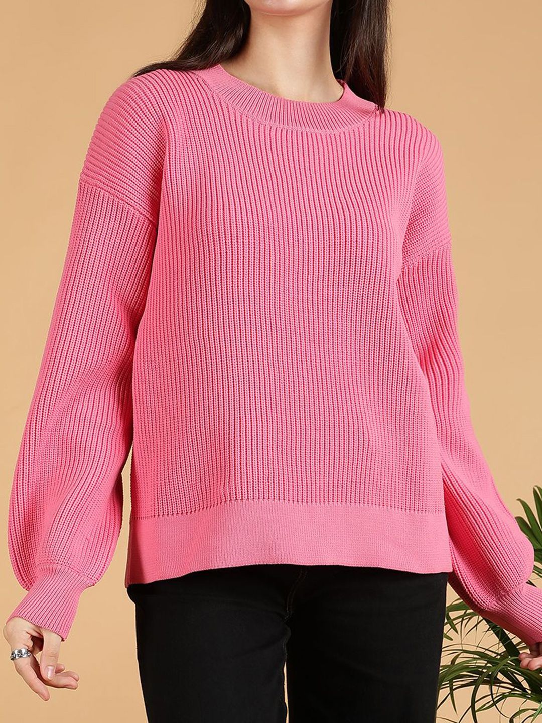 Kotty Women Ribbed Round Neck Pullover
