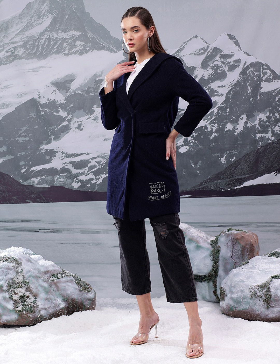 Kotty Women Shawl Collar Hooded Overcoat