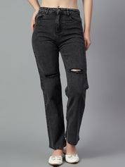 Kotty Women High-Rise Slash Knee Cotton Stretchable Jeans