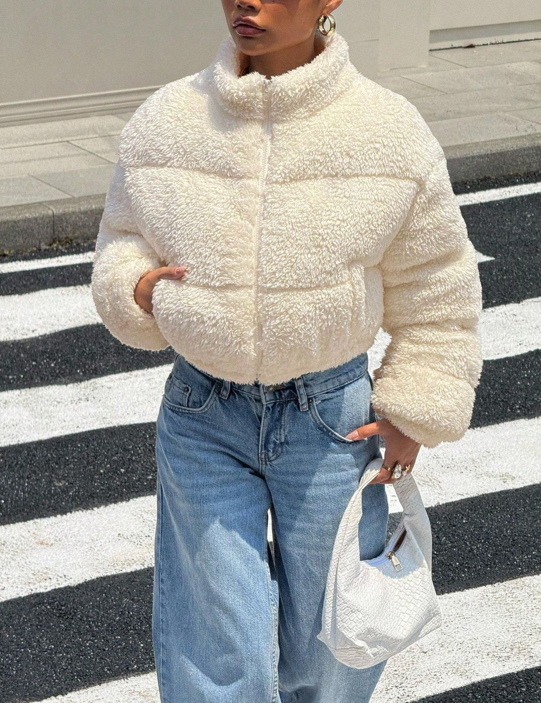 Kotty Women Woollen Crop Open Front Jacket