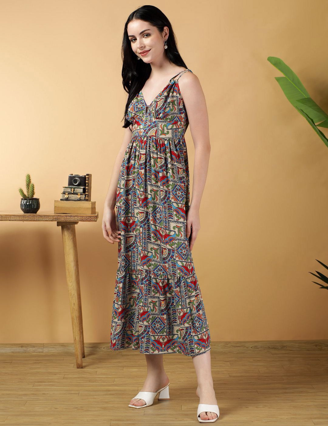 Kotty Abstract Print Fit & Flare Midi Dress