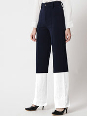 Kotty Women Colourblocked  Regular Fit High-Rise Easy Wash Flat-Front Trousers
