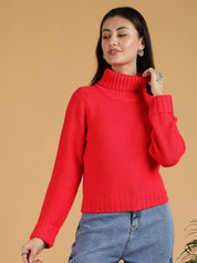 Kotty Women Turtle Neck Cotton Pullover Sweater