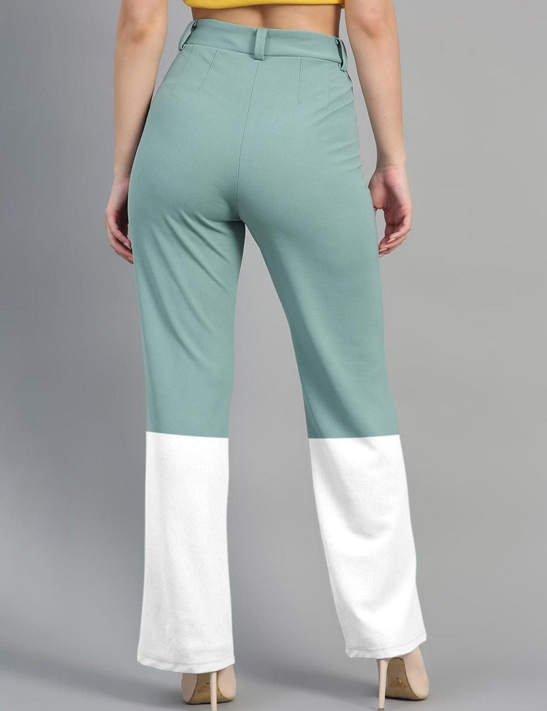 Kotty Women Colourblocked High-Rise Easy Wash Trousers