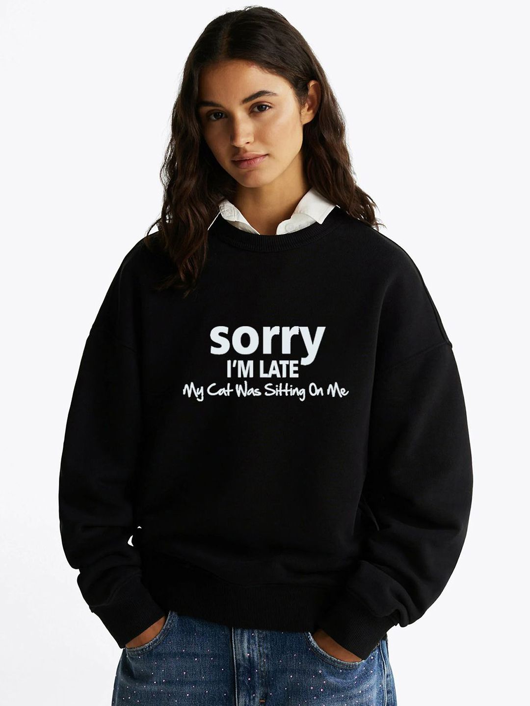 Kotty Women Typography Printed Round Neck Full Sleeve Sweatshirt