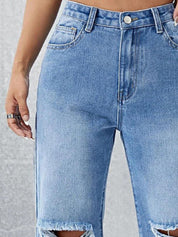 Kotty Women Cotton Straight Fit High-Rise Slash Knee Stretchable Casual Jeans