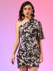 Kotty Women Printed One Shoulder Sheath Mini Dress