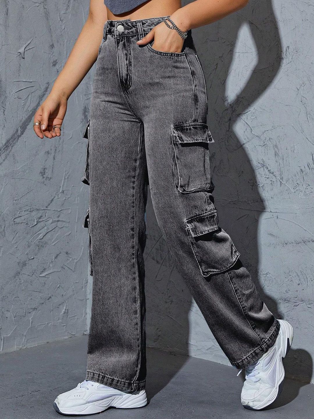 Kotty Women Jean Wide Leg High-Rise Heavy Fade Stretchable Jeans