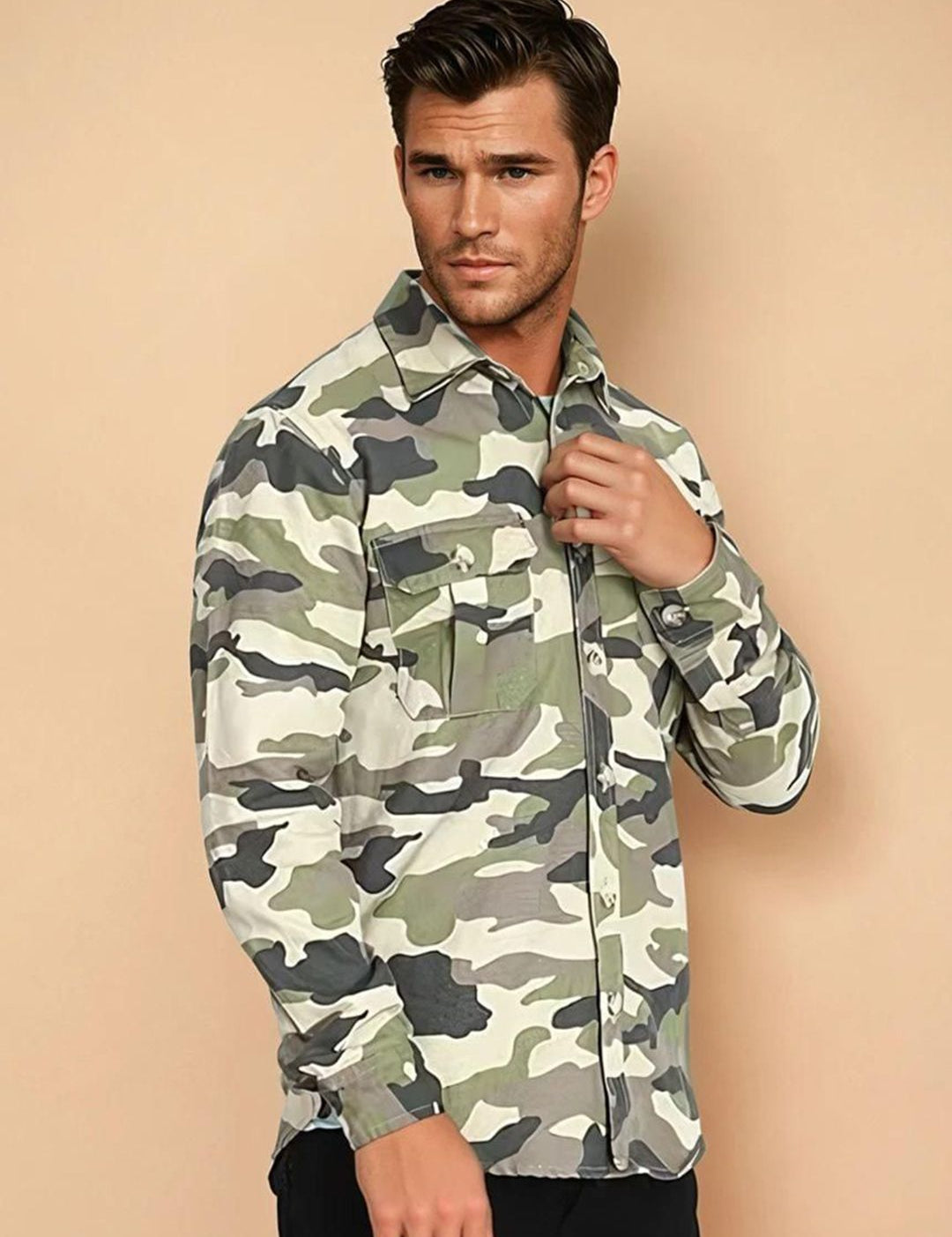 Kotty Abstract Printed Open Front Denim Jacket