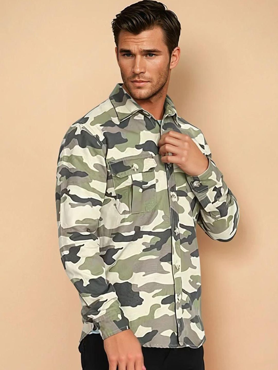 Kotty Abstract Printed Open Front Denim Jacket