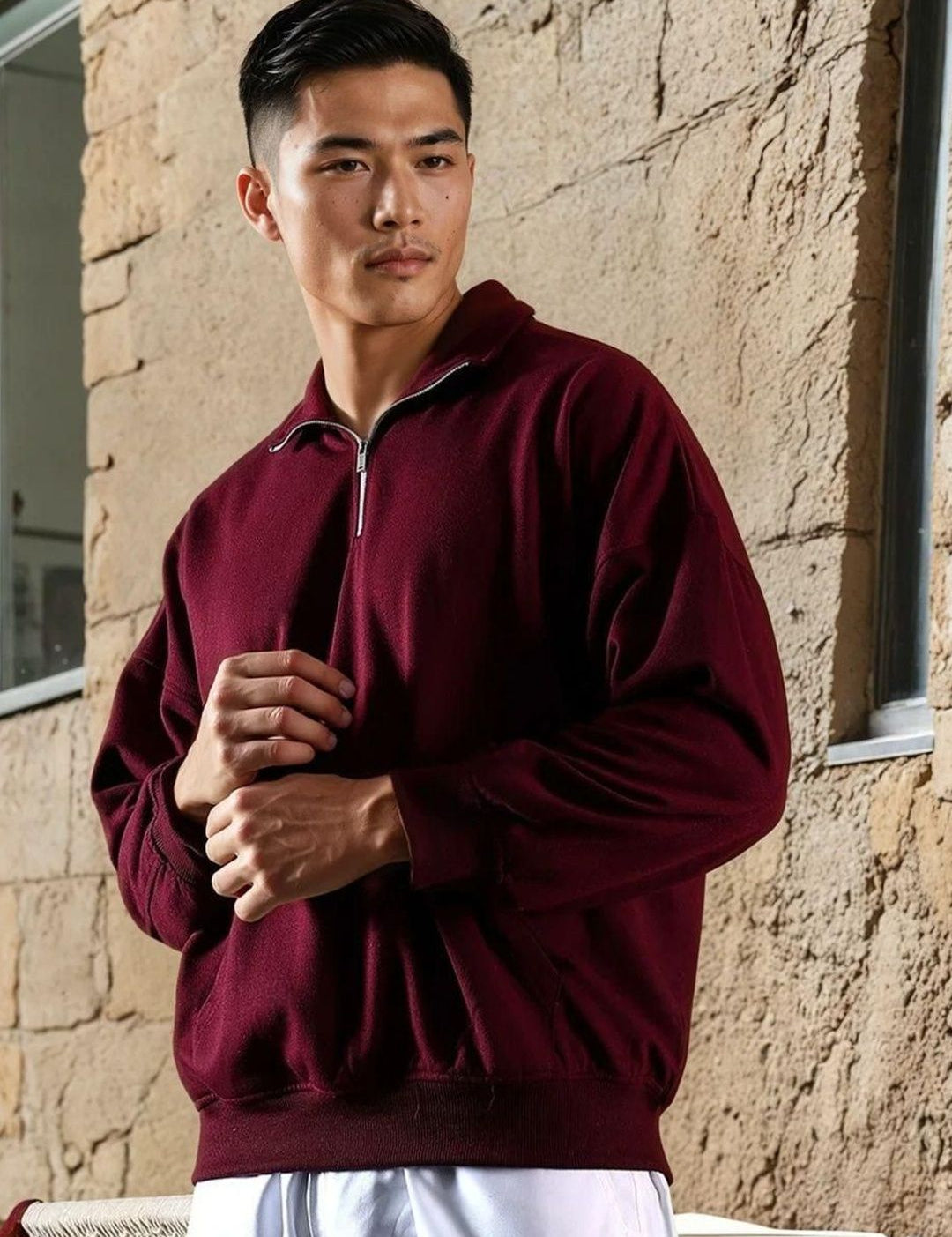 Kotty Men Shirt Collar Cotton Sweatshirt