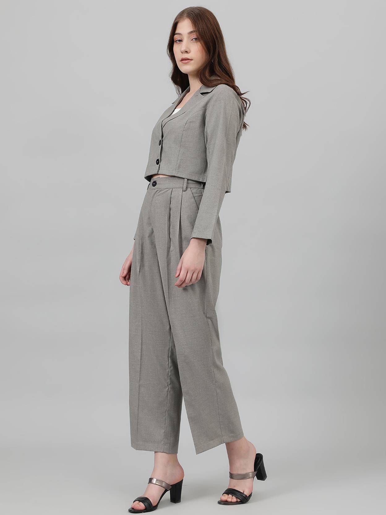kotty Women 2PC (Blazer&Pant Set) Self Design Suit