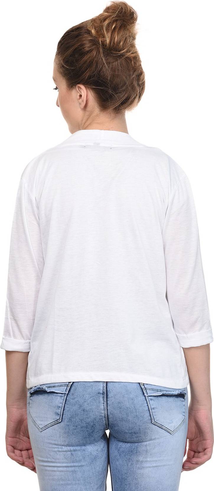 KOTTY  Women 3/4 Sleeve White Shrug