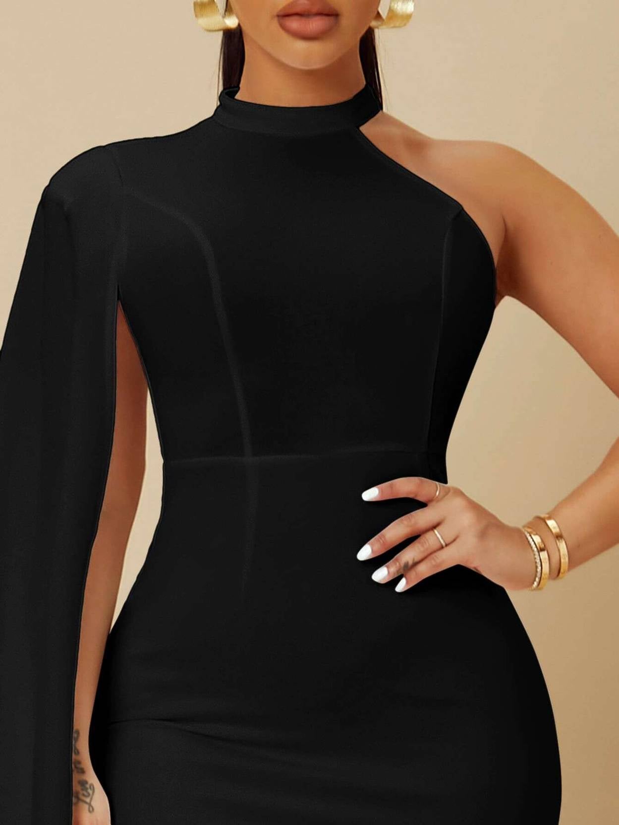 KOTTY Women A-line Black Above Knee/Mid Thigh Length Dress