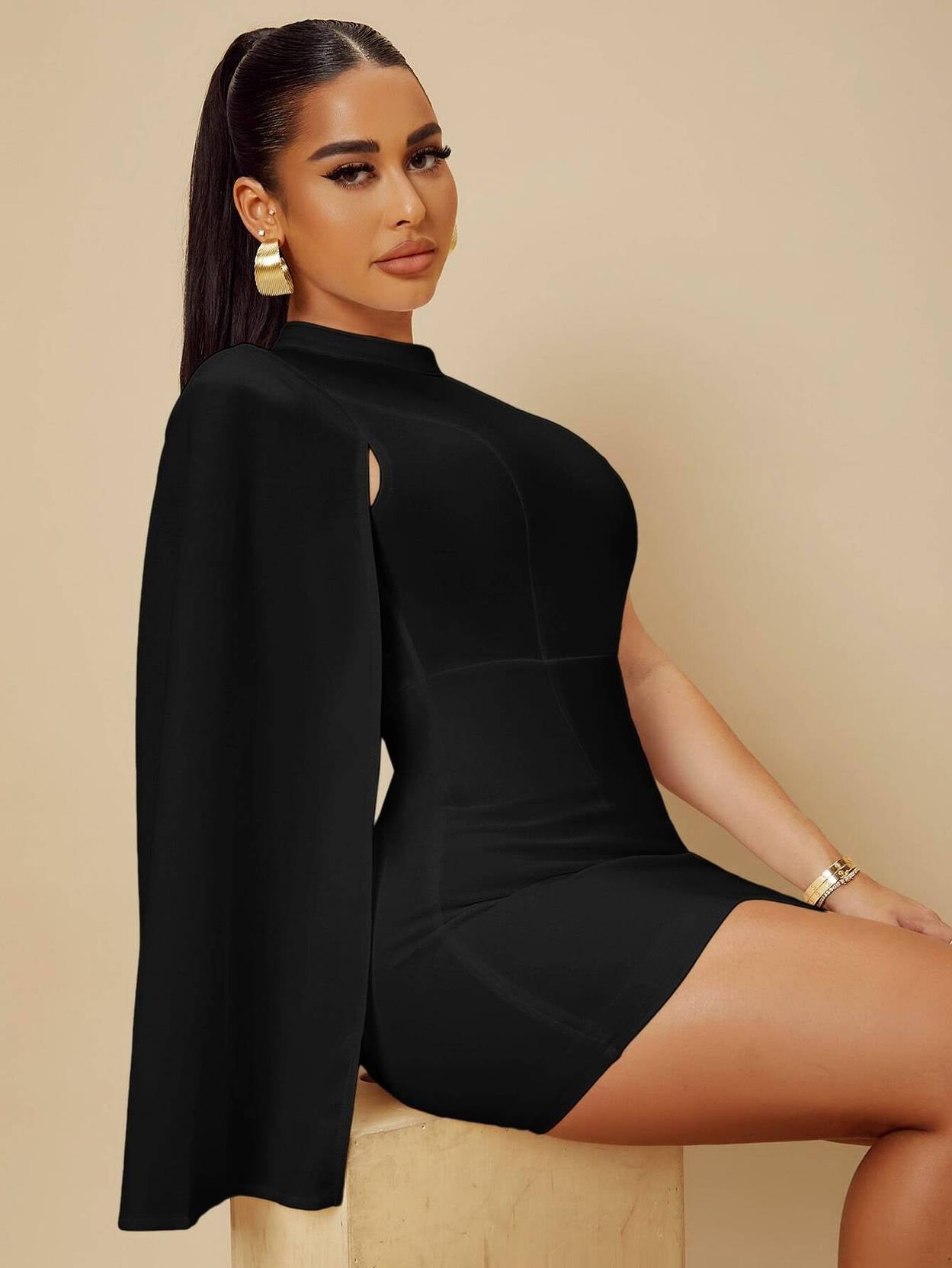 KOTTY Women A-line Black Above Knee/Mid Thigh Length Dress