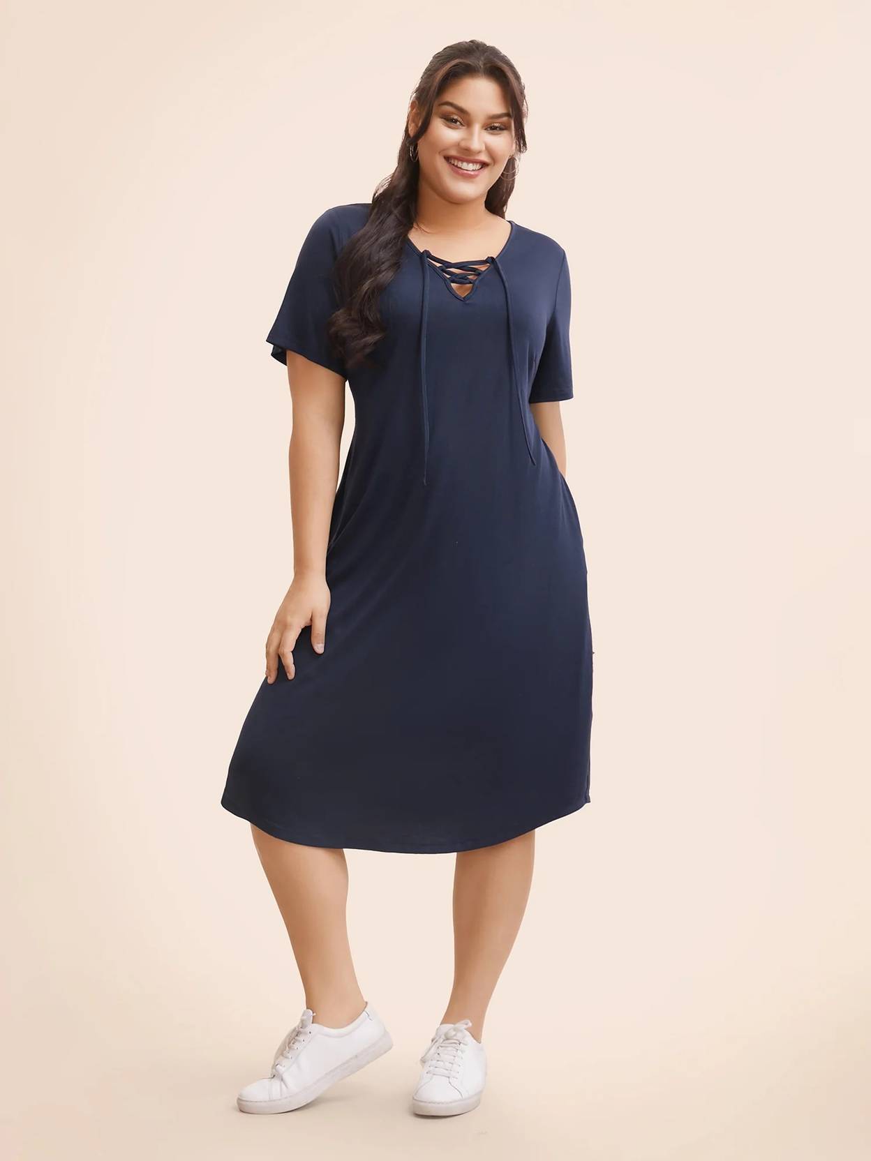 Curvy CLOSET  Women A-line Blue Knee Length Dress