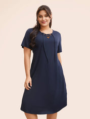 Curvy CLOSET  Women A-line Blue Knee Length Dress