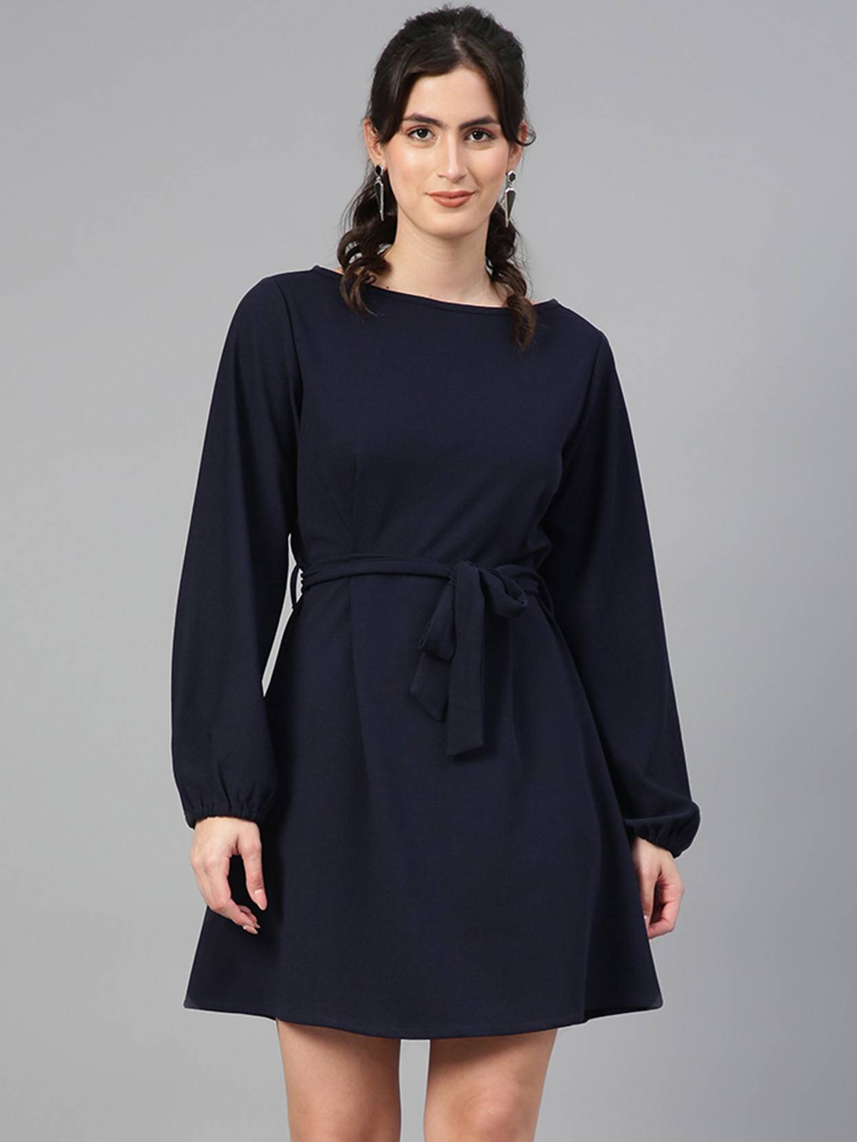 KOTTY Women A-line Dark Blue Above Knee/Mid Thigh Length Dress