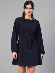 KOTTY Women A-line Dark Blue Above Knee/Mid Thigh Length Dress