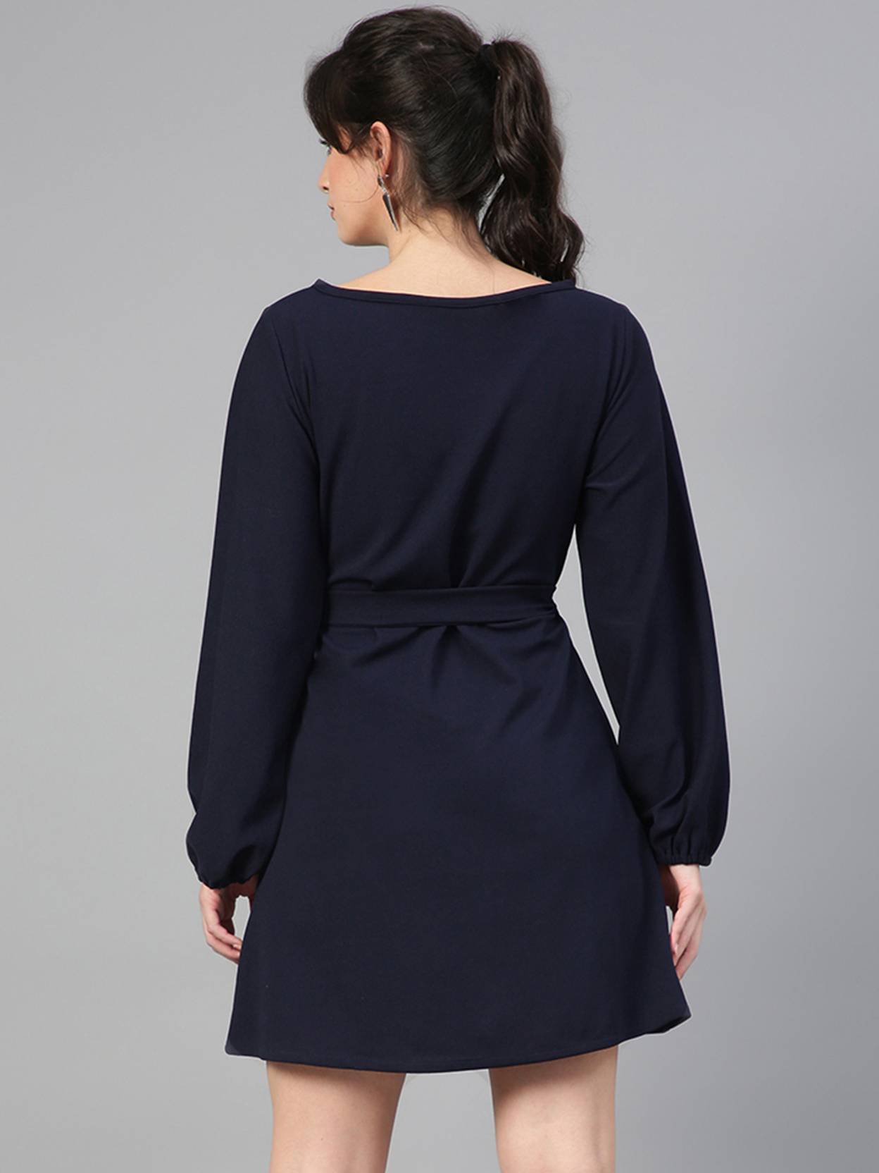 KOTTY Women A-line Dark Blue Above Knee/Mid Thigh Length Dress