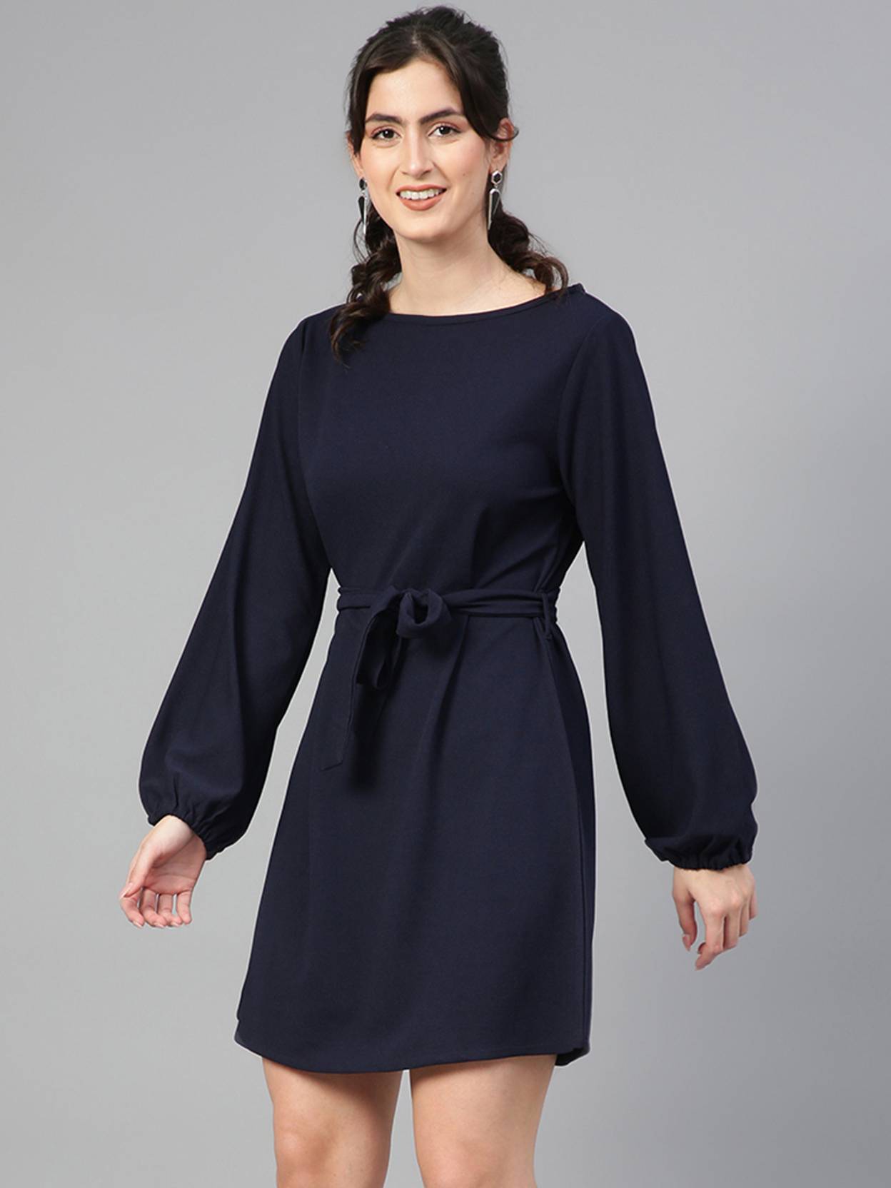 KOTTY Women A-line Dark Blue Above Knee/Mid Thigh Length Dress