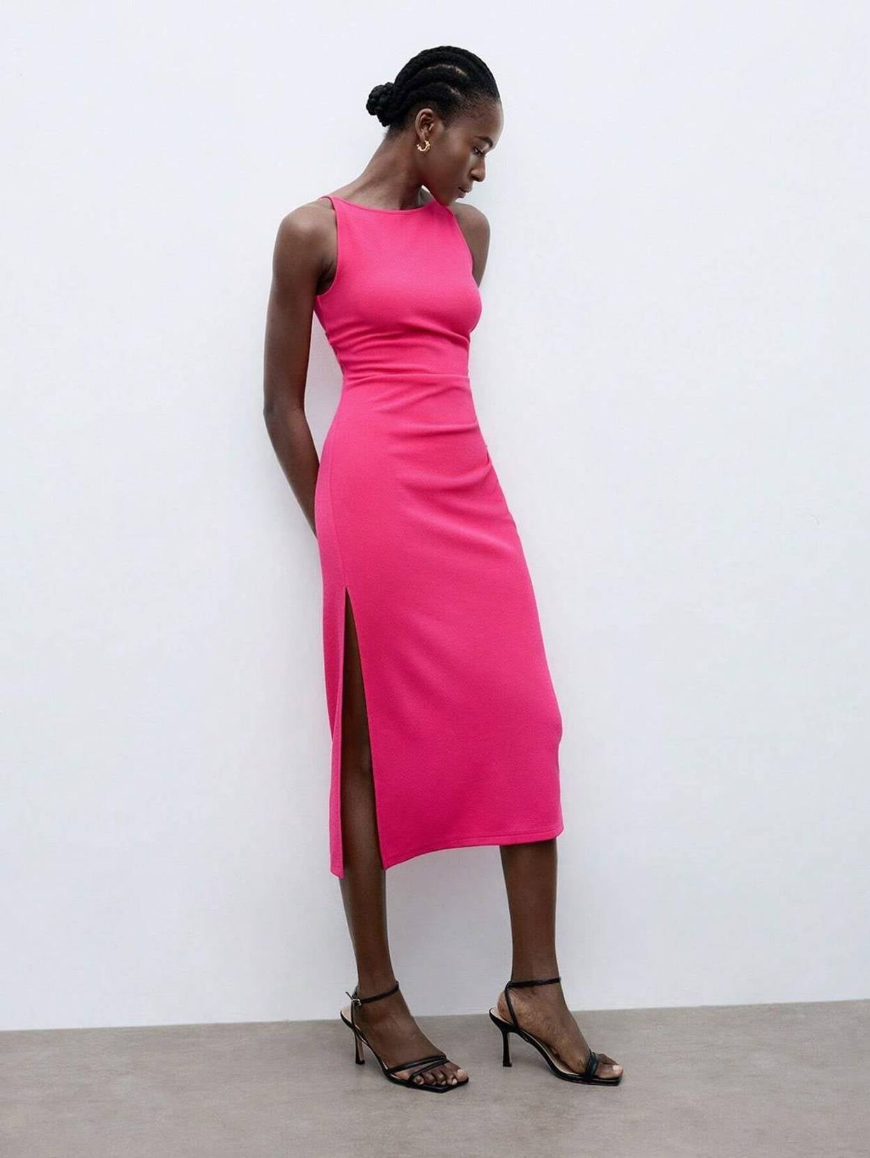 kotty Women A-line Pink Below Knee Dress