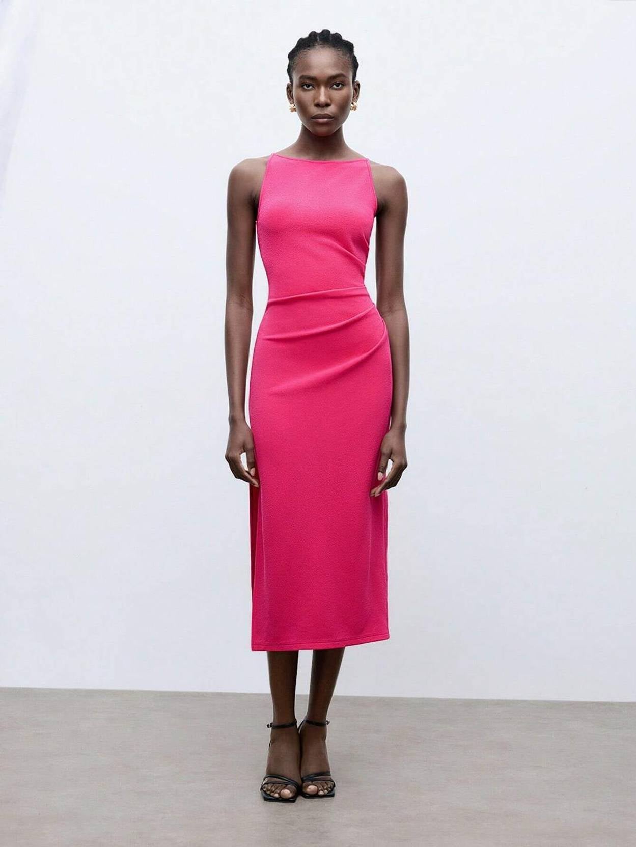 kotty Women A-line Pink Below Knee Dress