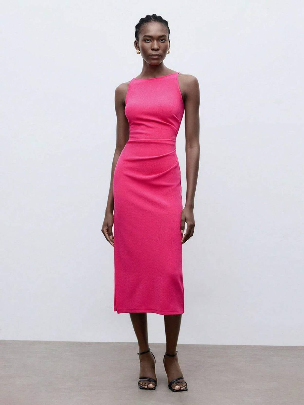 kotty Women A-line Pink Below Knee Dress