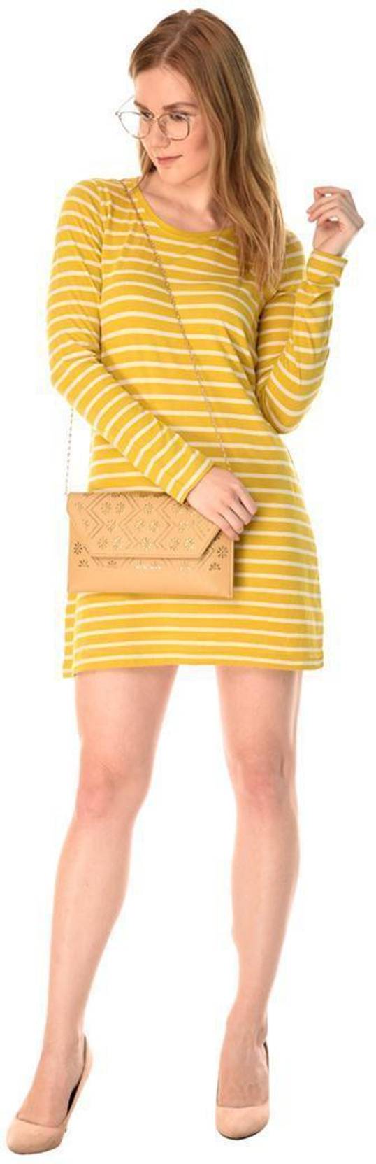 KOTTY Women A-line Yellow Above Knee/Mid Thigh Length Dress
